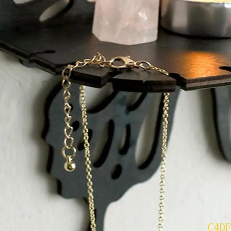 C4DF Gothic Butterfly Floating Shelf Crystal Display Rack for Wall Decors