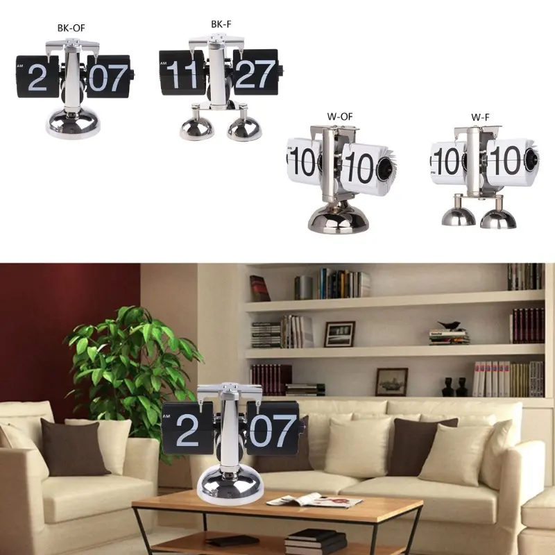 Automatic Turn Page Clock for Creative Retro Digital Flip Down Clocks Ornament for Home Bedroom Office Desk Decoration