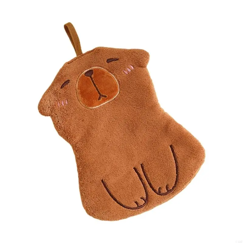 C4DF Capybara Themed Kids Hand Towels Soft Absorbent Polyester Quick Drying for Kitchen and Bathroom