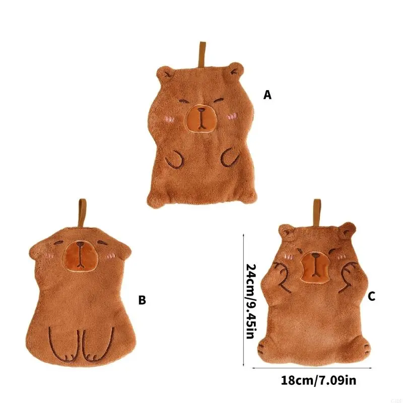C4DF Capybara Themed Kids Hand Towels Soft Absorbent Polyester Quick Drying for Kitchen and Bathroom