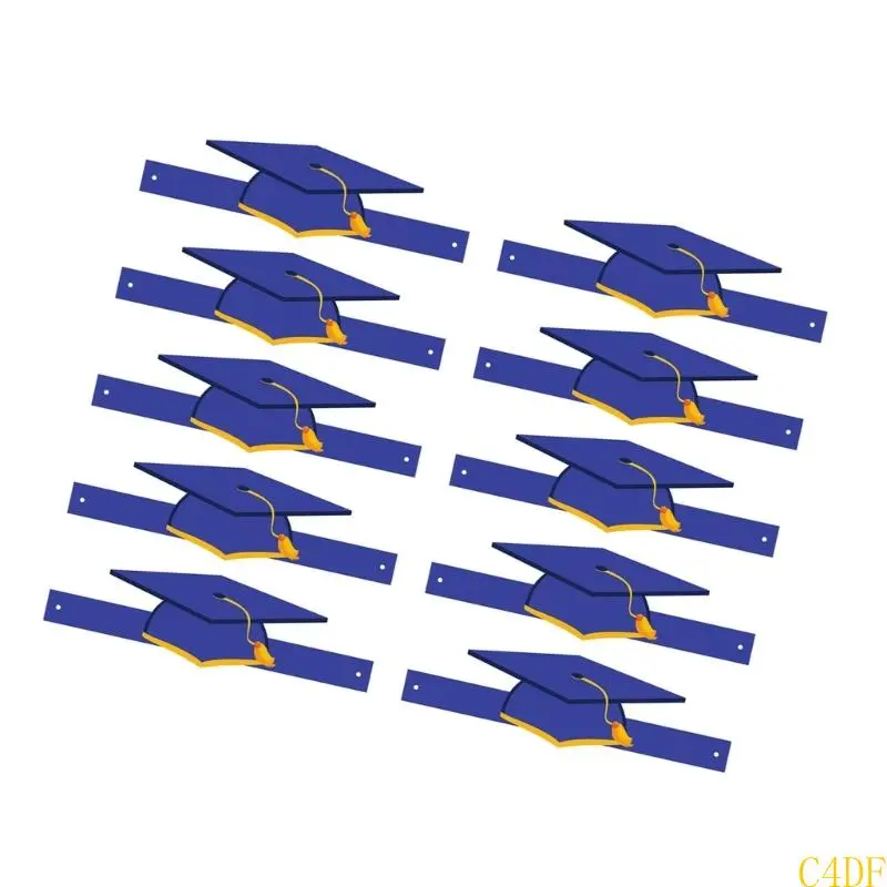 10pcs Graduation Hat with Tassels for Kindergarten and Preschool Graduating Event Easy To Assemble Paper Headwear