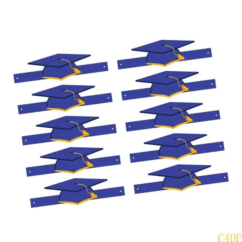 10pcs Graduation Hat with Tassels for Kindergarten and Preschool Graduating Event Easy To Assemble Paper Headwear