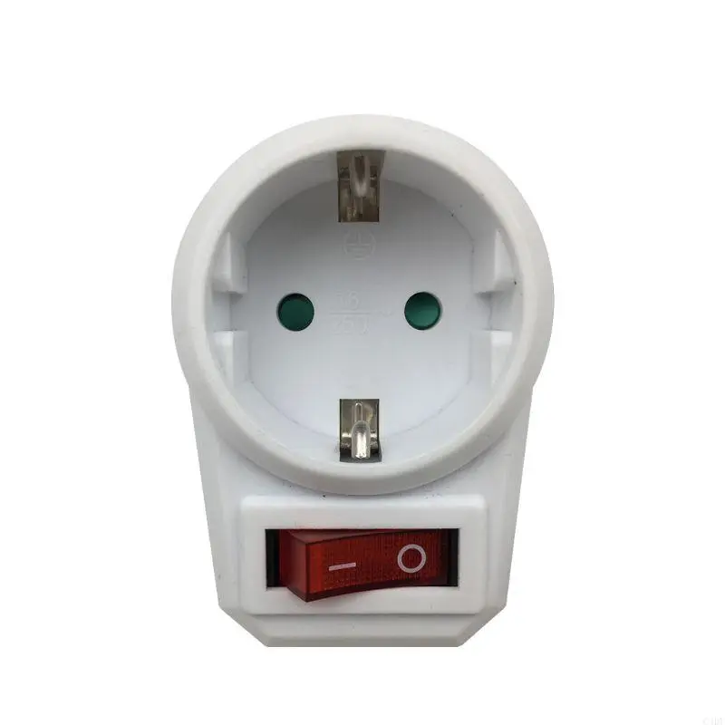 European Conversion Plug 1 to 1 Way Power Adapter Adaptor with Switch 16A AC 250V EU Travel Socket