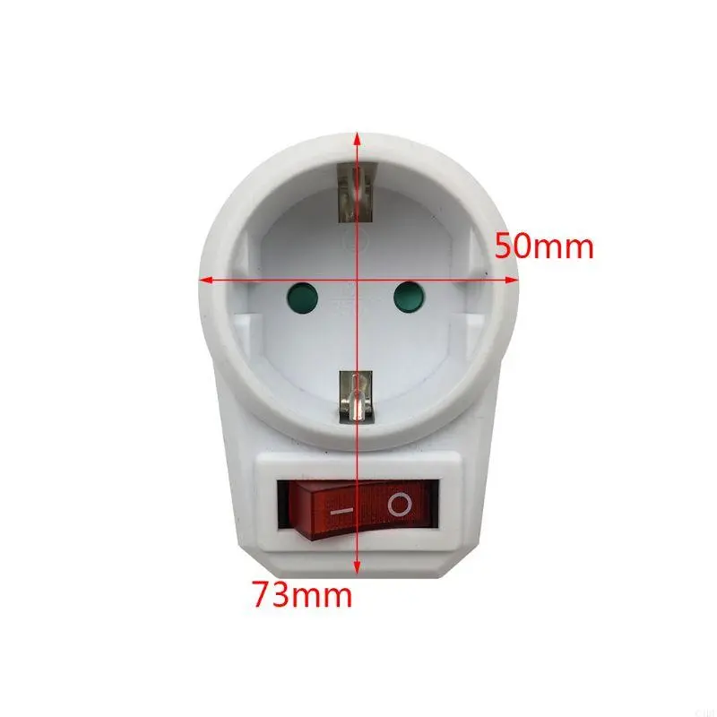 European Conversion Plug 1 to 1 Way Power Adapter Adaptor with Switch 16A AC 250V EU Travel Socket