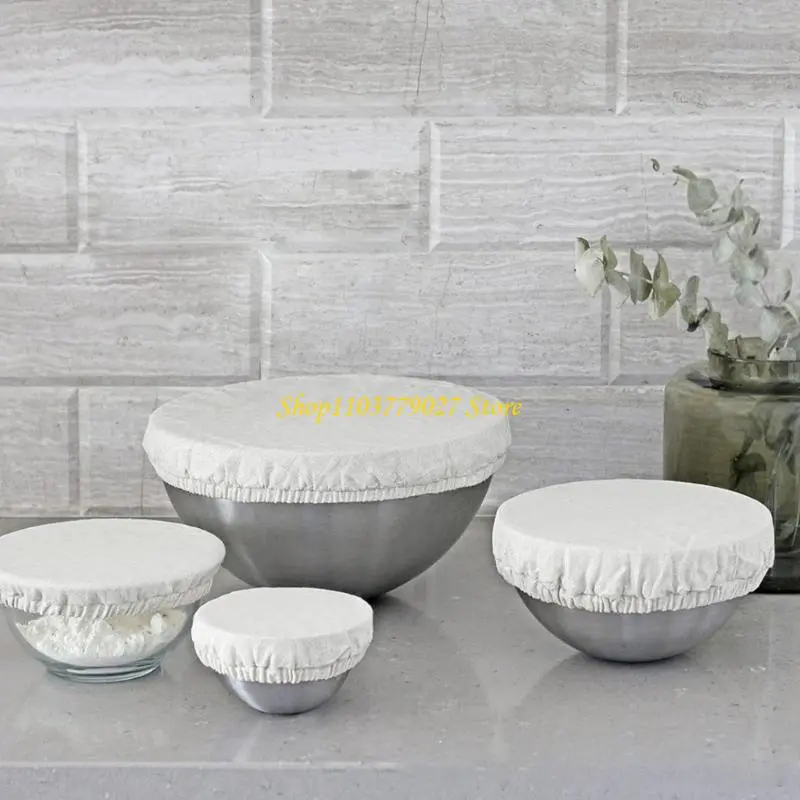 Pack of 6 Sourdough Starter Jar Covers Elastic and Breathable Cotton Caps for Dough Basket Kitchen Fermentation Tool