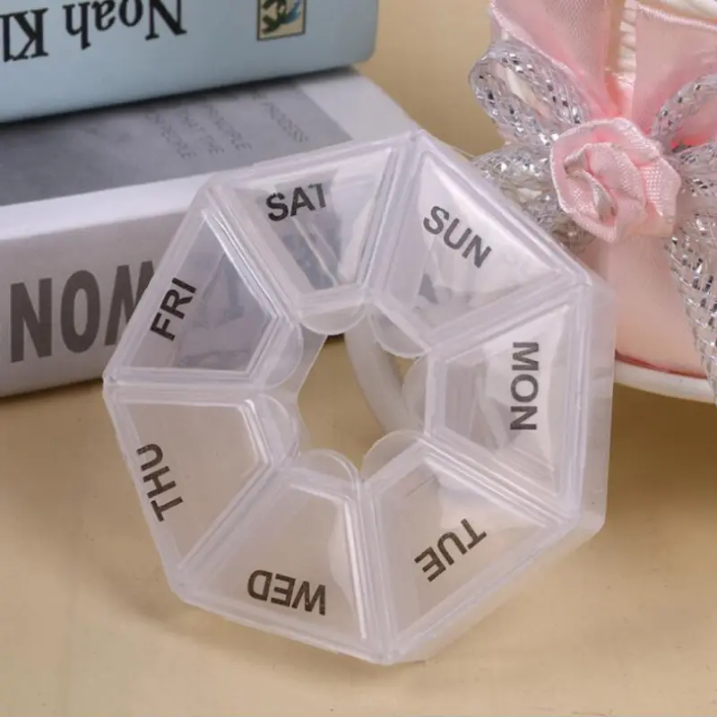 1pc Carry-On Portable One Week Mini Capacity Pill Box Dustproof Dispenser Seven Days A Week Transparent Pill Travel Organizers
