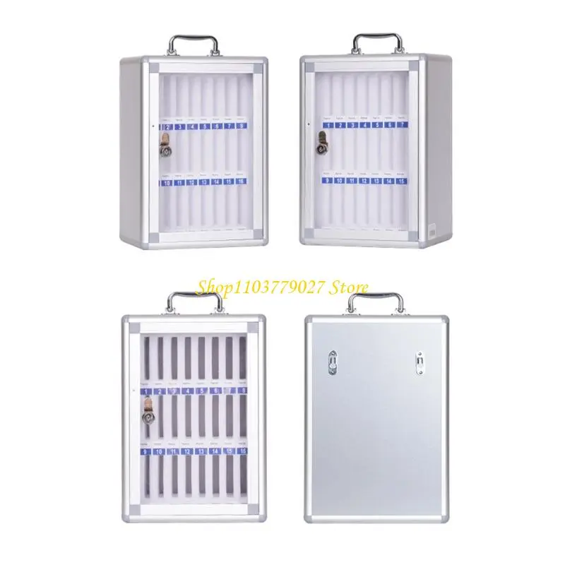 Aluminum Alloy Phone Organiser Wall Mounted Lockable Cabinet With Transparent Door Multi Capacity Classroom Storage Box