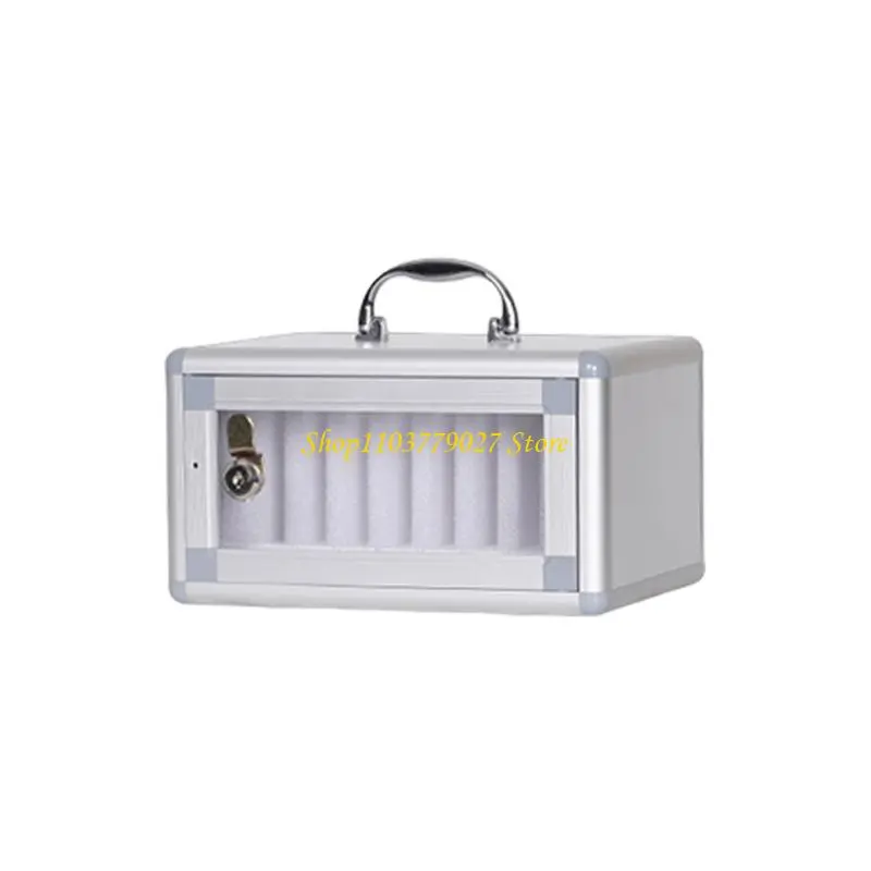 Aluminum Alloy Phone Organiser Wall Mounted Lockable Cabinet With Transparent Door Multi Capacity Classroom Storage Box