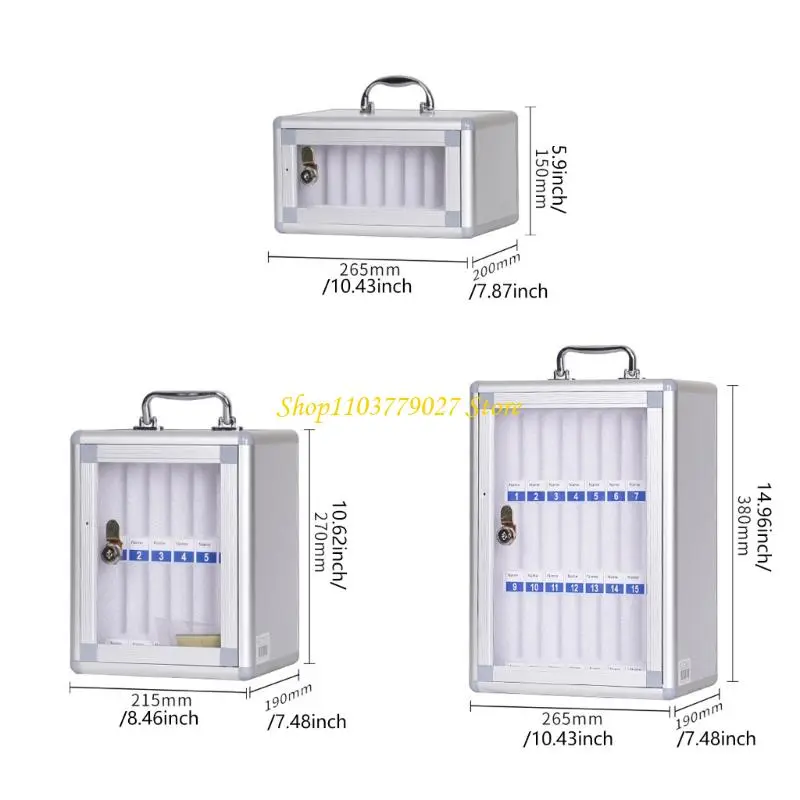 Aluminum Alloy Phone Organiser Wall Mounted Lockable Cabinet With Transparent Door Multi Capacity Classroom Storage Box