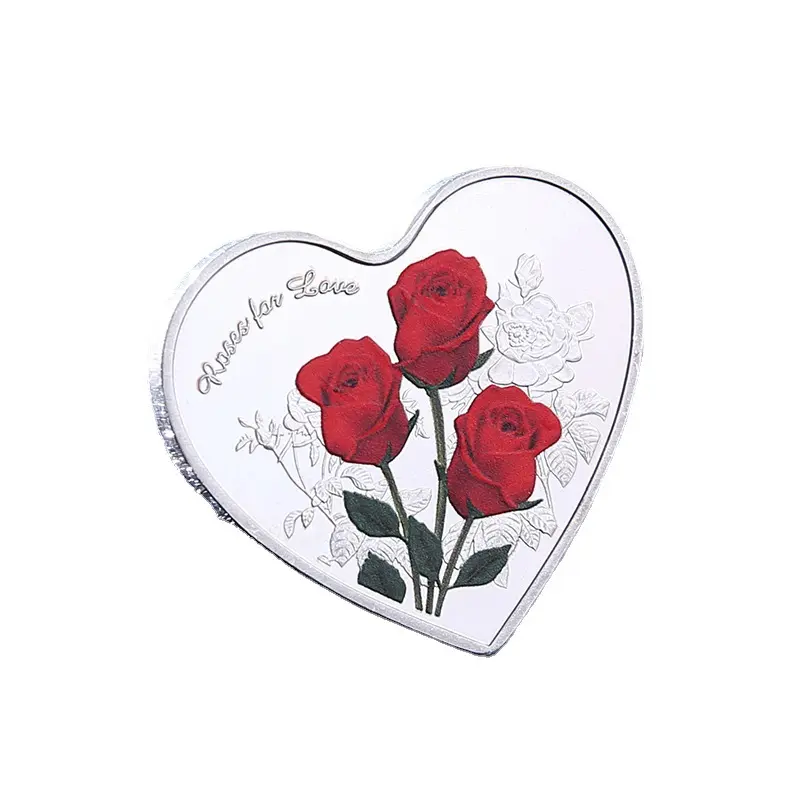 Commemorative Coin Heart Red Rose Shape Love Commemorative Coins Wedding Decoration Valentine Gift Rose Decoration Supplies