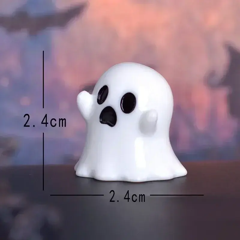 Halloween Miniature Ornament Pumpkin Resin Figurines Ornaments Ghost DIY Fairy Halloween Garden Adornments Ghost Doll Miniature