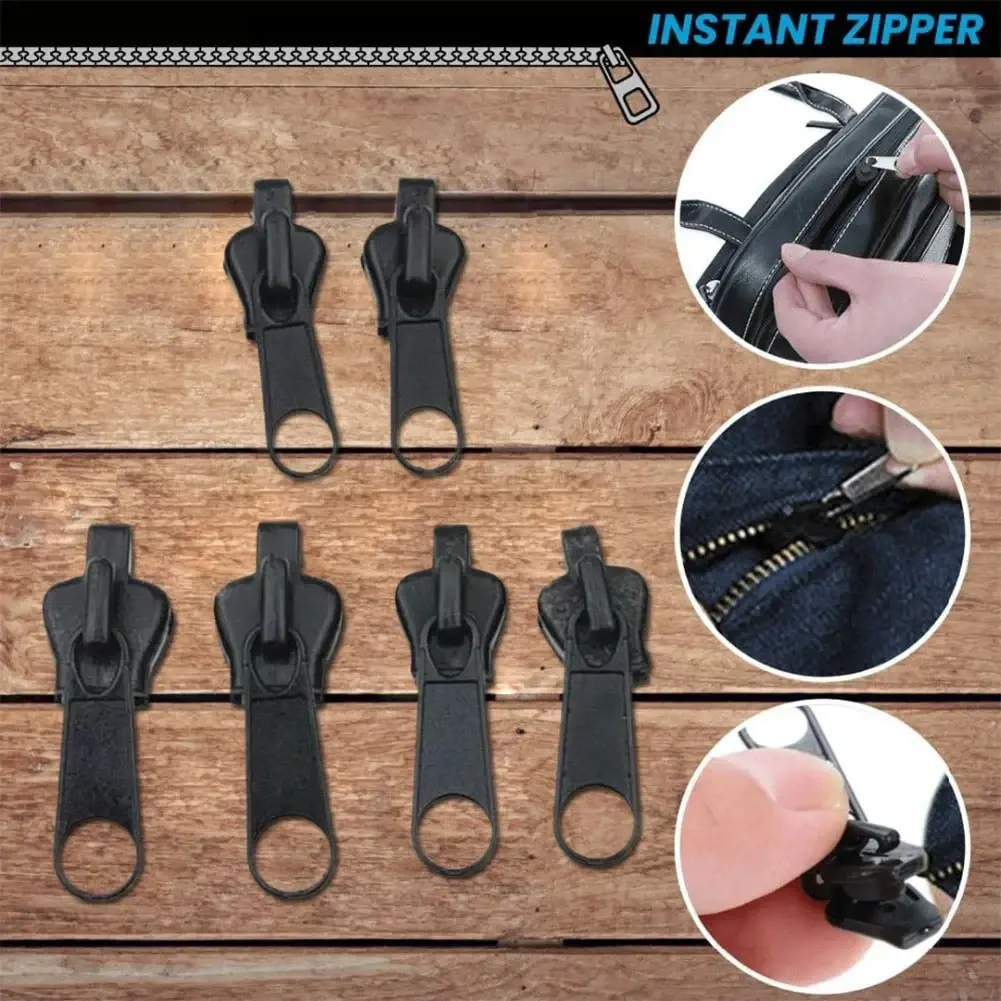 Black 6pcs Instant Zipper Universal Instant Fix Zipper Repair Kit Replacement Zip Slider Teeth Rescue New Design for DIY Sew