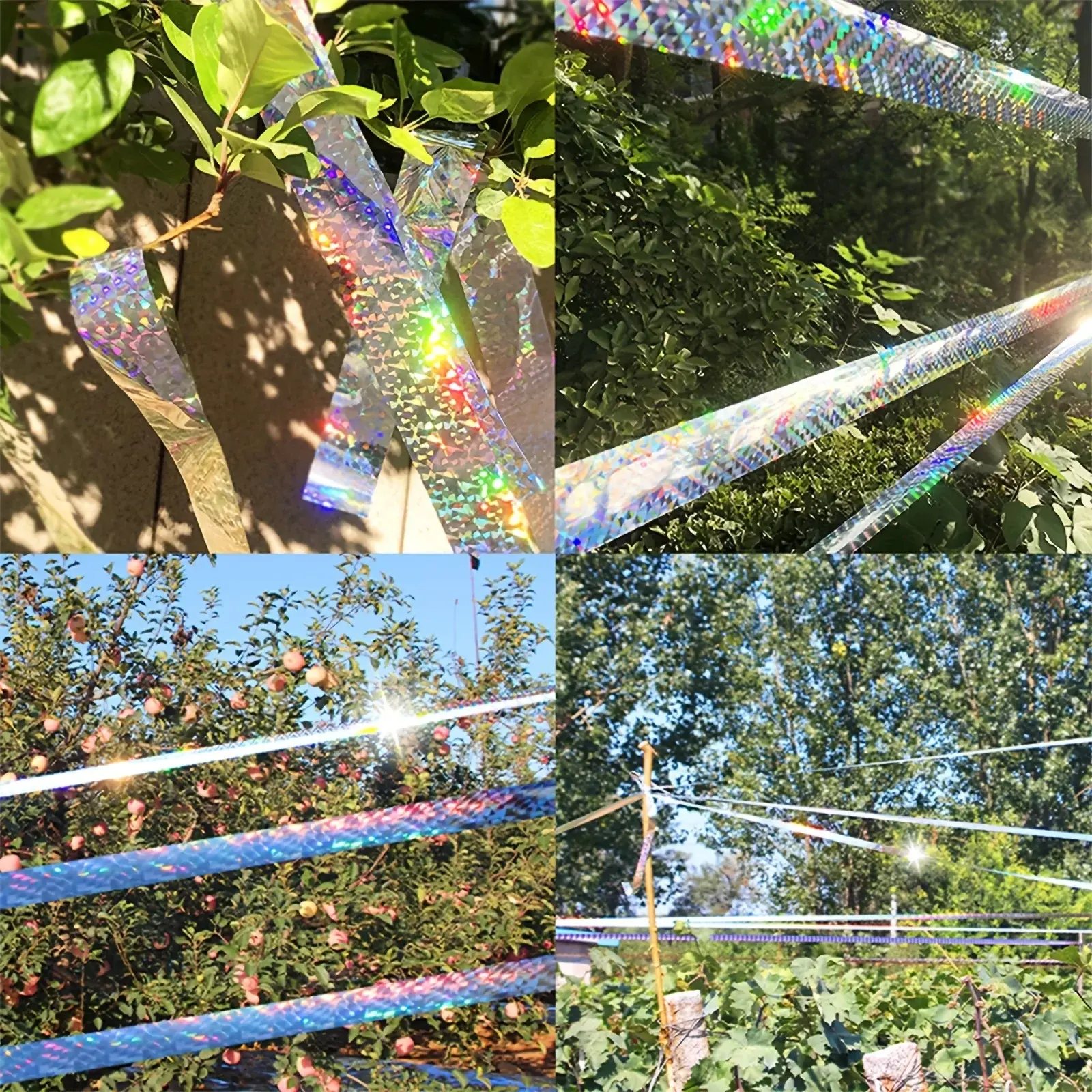 80/50M Bird Scare Type Ribbon, Deterrent Visual Audible Reflective Tape To Keep Away Birds, Double Sided Flash Tape