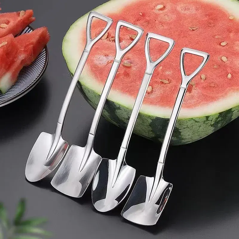 1/2/4PCS Coffee Spoon Shovel Spoons TeaSpoons Creative Spoon For Ice Cream Stainless Steel Dessert Scoop Tableware Cutlery Set