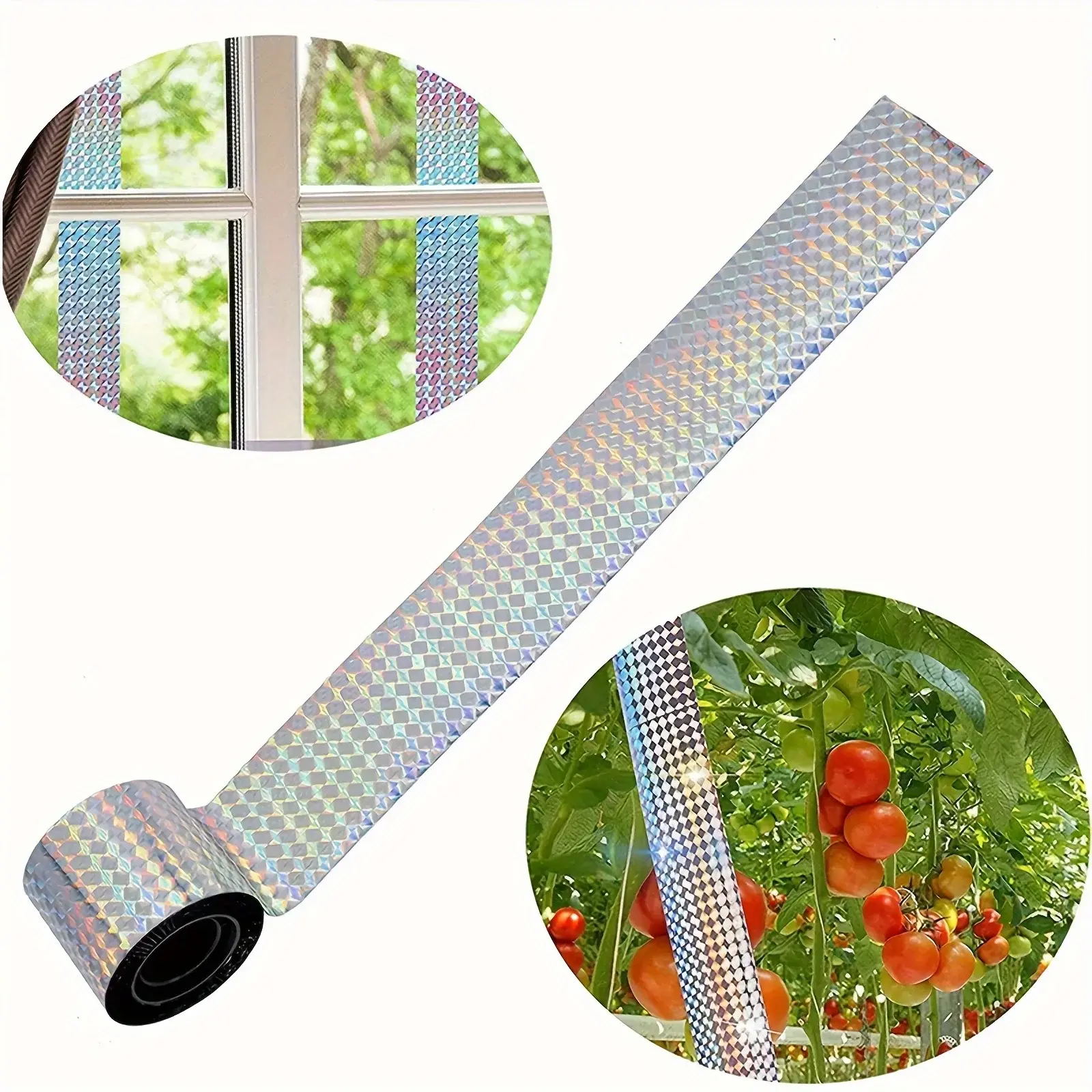 80/50M Bird Scare Type Ribbon, Deterrent Visual Audible Reflective Tape To Keep Away Birds, Double Sided Flash Tape