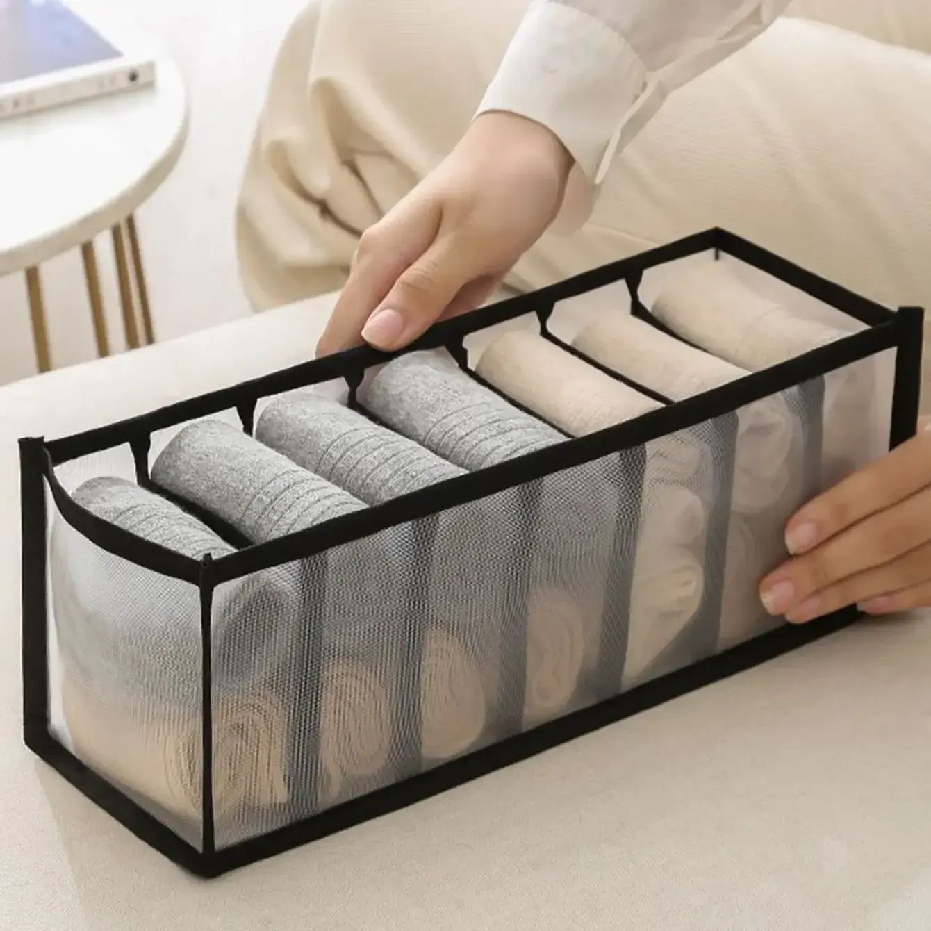 1-3PC Closet Organizer for Socks Home Separated Underwear Storage Box 7/9/11 Grids Jeans Bra Organizer Foldable Drawer Organizer