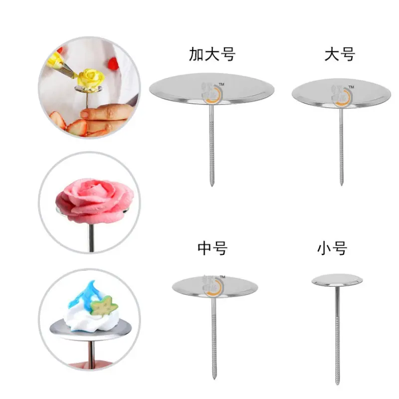Stainless Steel Piping Nail Tips Cake Chocolate Biscuit Flowers Decorating Needle Stands Cream Transfer Tray Baking Pastry Tools