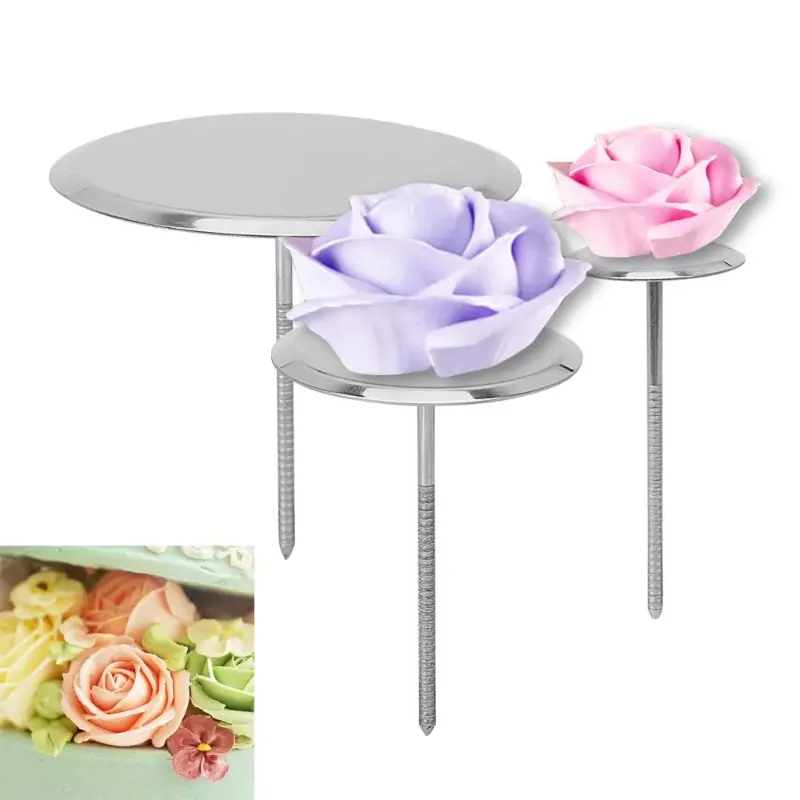 Stainless Steel Piping Nail Tips Cake Chocolate Biscuit Flowers Decorating Needle Stands Cream Transfer Tray Baking Pastry Tools