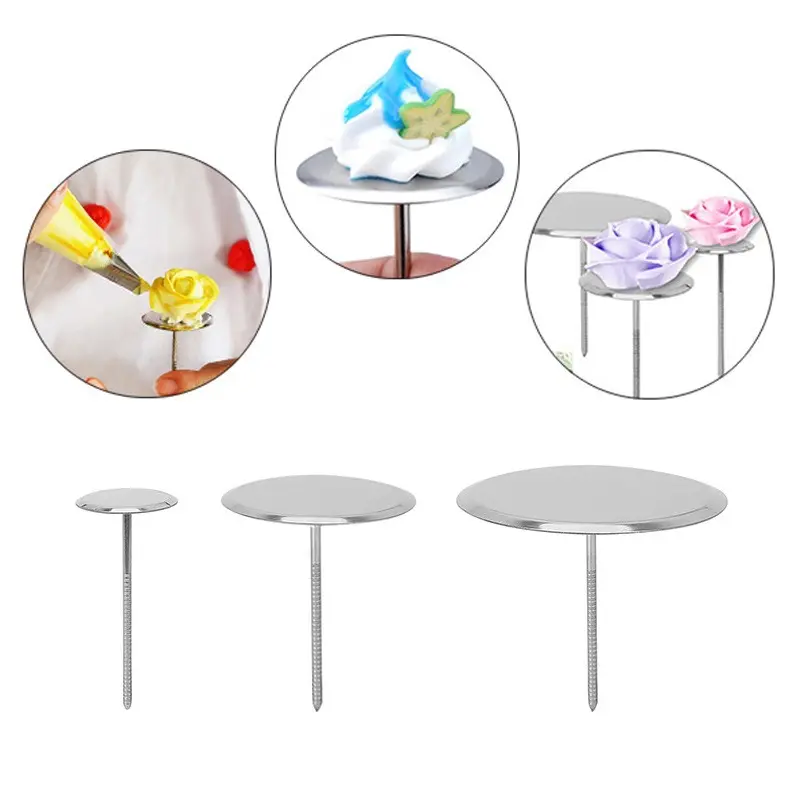 Stainless Steel Piping Nail Tips Cake Chocolate Biscuit Flowers Decorating Needle Stands Cream Transfer Tray Baking Pastry Tools