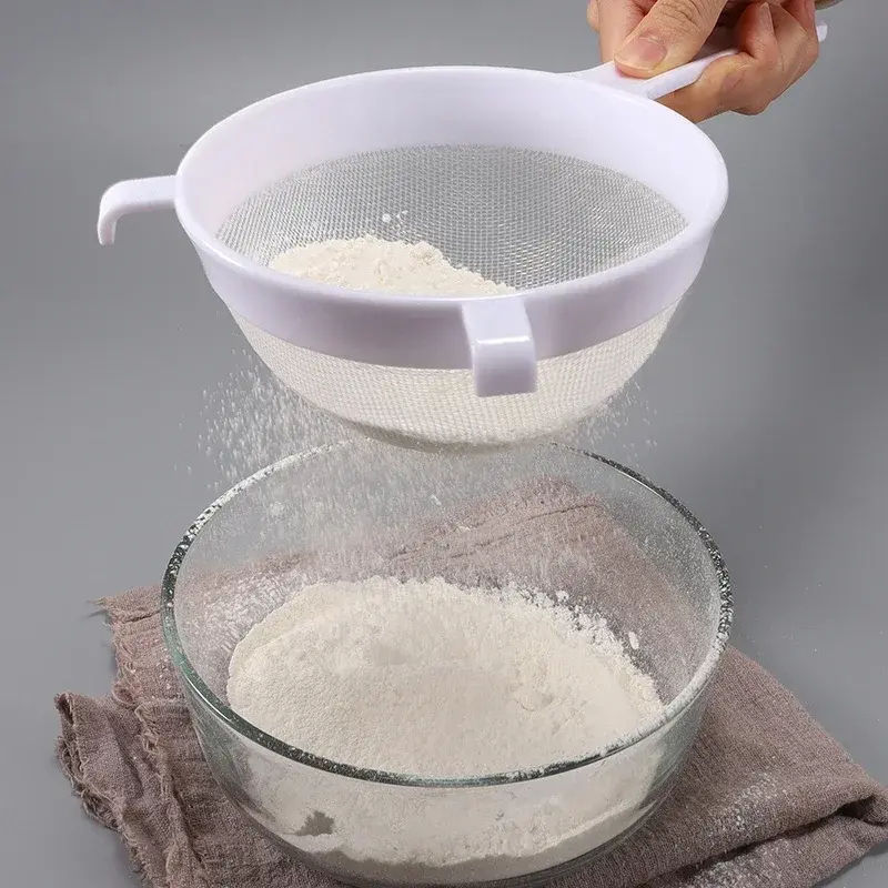 Kitchen Nut Milk Filter Plastic Fine Mesh Spoon Strainer Flour Sieve with Handle Soy Milk Coffee Filter Colanders Kitchen Tools