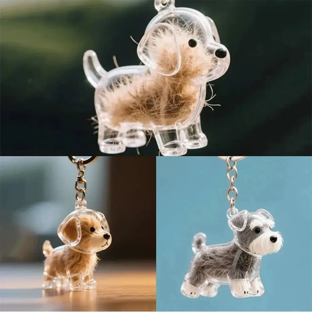 Dogs Fur Memorial Charm Resin Keepsake Capsule for Pet Hair Portable Keychain Pendant for Hair Rainbow Bridge Pendant