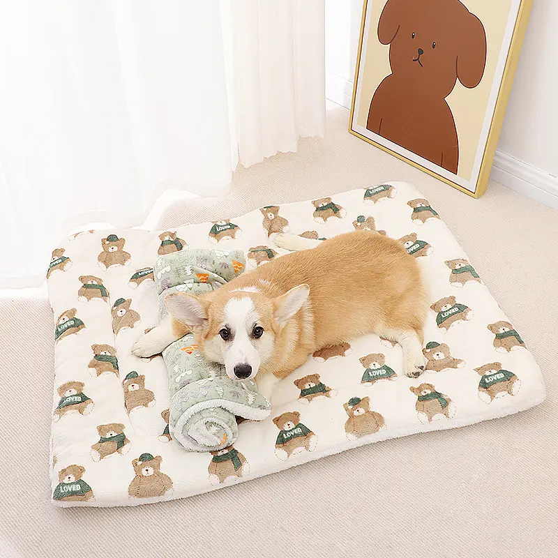 Soft Flannel Thickened Pet Soft Fleece Pad Pet Blanket Bed Mat for Dogs Puppy Cat Sofa Cushion Home Rug Keep Warm Sleeping Cover