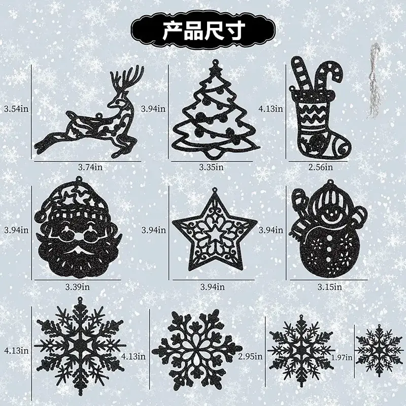 42/20Pcs Christmas Tree Decoration Hanging Ornaments Tree Snowman Reindeer Santa Snowflake Ornaments for New Year Winter Party