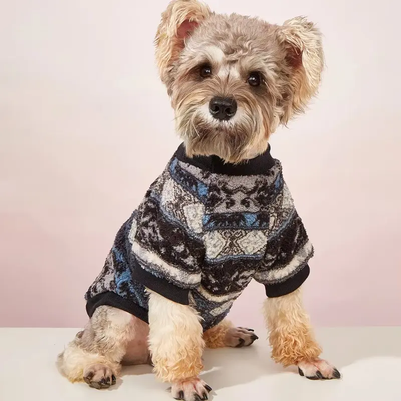Winter Warm Fleece Pet Dog Clothes Beautiful Clear Pattern Pet Warm Sweatshirt Small Medium Dogs T-shirt Jacket Costume