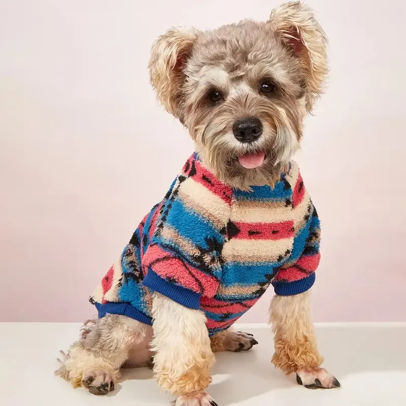 Winter Warm Fleece Pet Dog Clothes Beautiful Clear Pattern Pet Warm Sweatshirt Small Medium Dogs T-shirt Jacket Costume