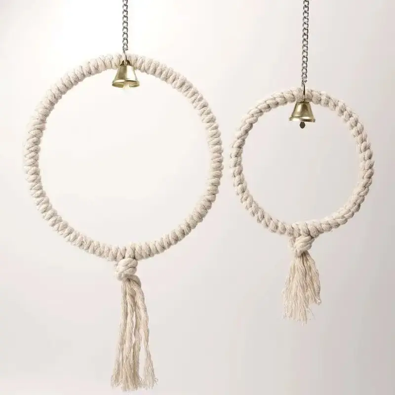 Screw Head Cotton Parrot Pole Sturdy Hanging Clip Parrot Standing Woven Rope Rotating Comfortable Bird Bite Toy Climbing