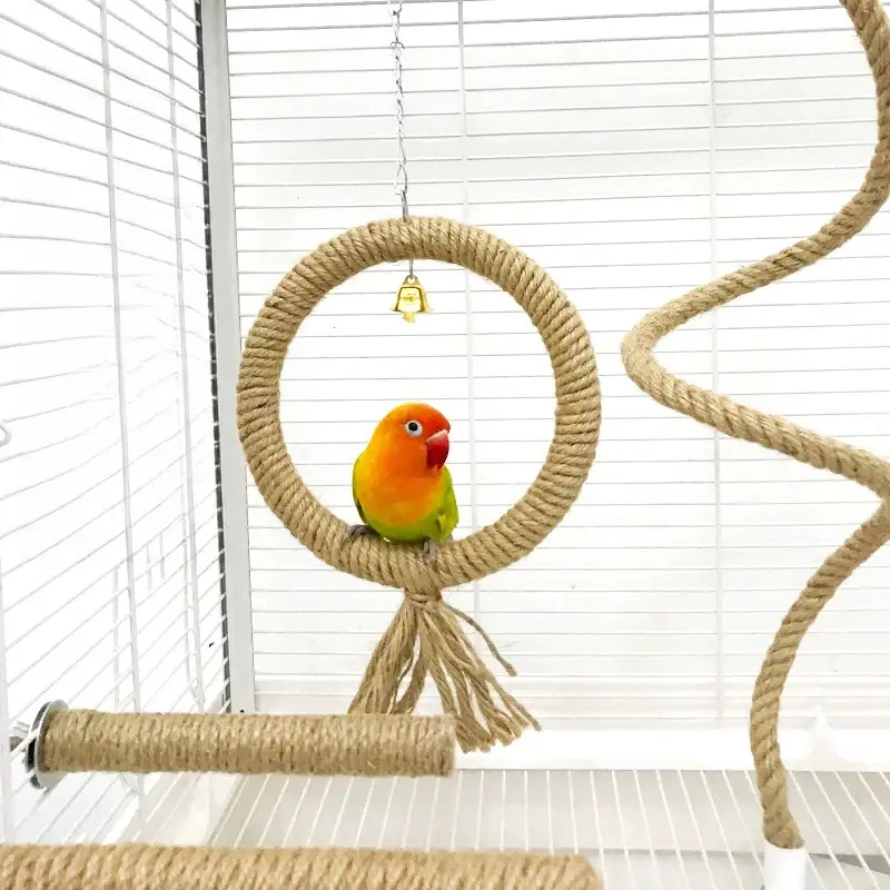 Screw Head Cotton Parrot Pole Sturdy Hanging Clip Parrot Standing Woven Rope Rotating Comfortable Bird Bite Toy Climbing