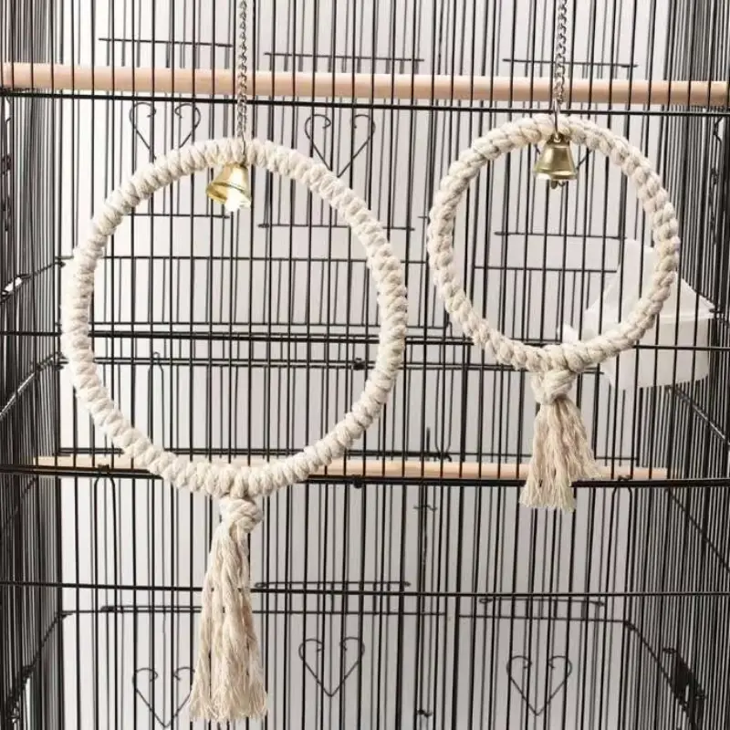 Screw Head Cotton Parrot Pole Sturdy Hanging Clip Parrot Standing Woven Rope Rotating Comfortable Bird Bite Toy Climbing