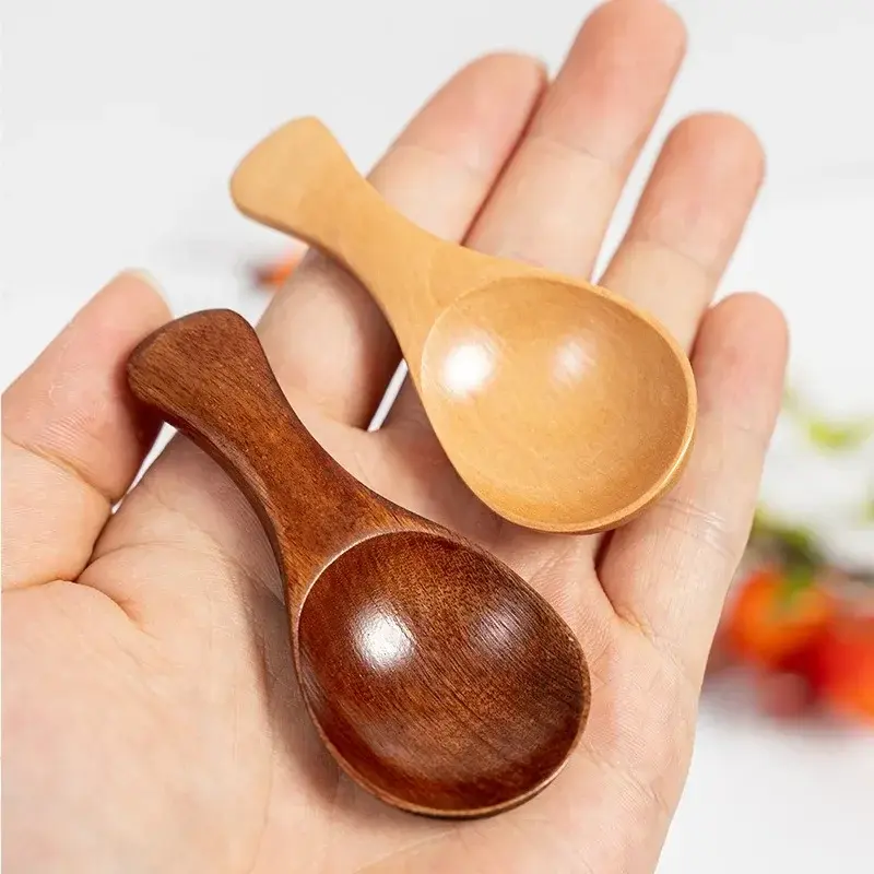 1/2/5/10PCS Mini Natural Wooden Spoons Scoop Tea Honey Coffee Condiment Salt Sugar Spoon Cooking Tools Household Kitchen Gadgets