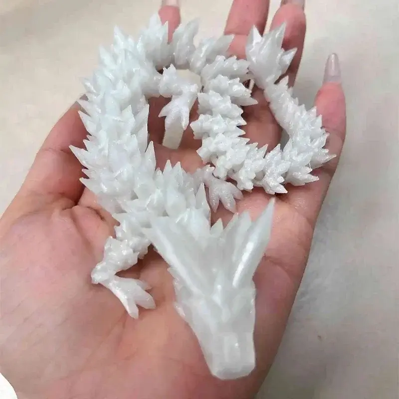 3D Printed Luminous Realistic Loong Flexible Articulated Dragon Crafts Ornaments Home Desktop Decoration Figurines Statue Gifts