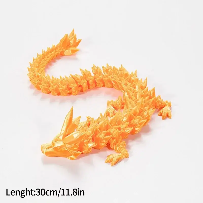 3D Printed Luminous Realistic Loong Flexible Articulated Dragon Crafts Ornaments Home Desktop Decoration Figurines Statue Gifts
