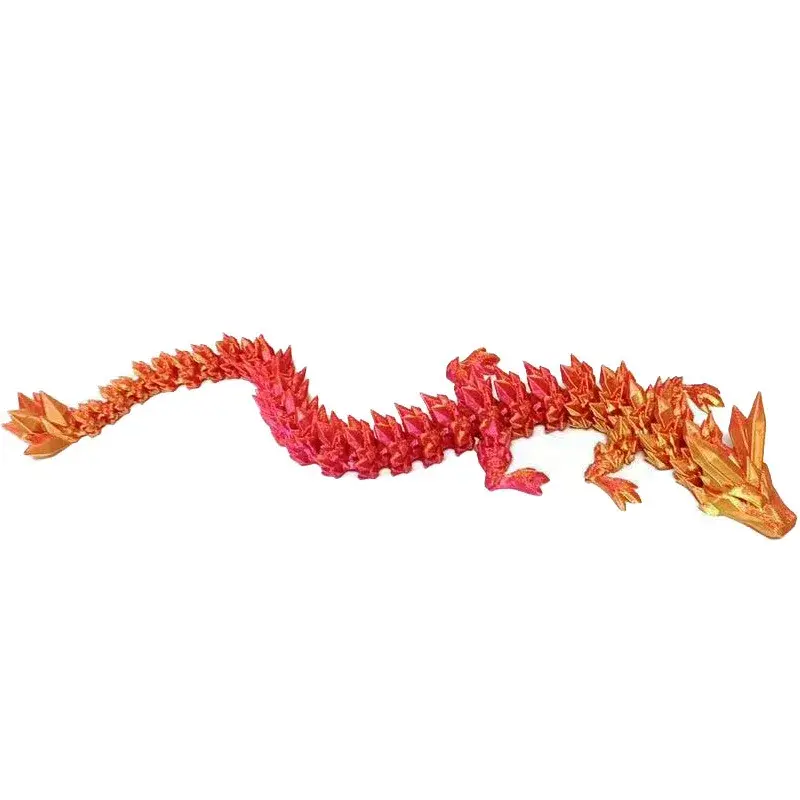 3D Printed Luminous Realistic Loong Flexible Articulated Dragon Crafts Ornaments Home Desktop Decoration Figurines Statue Gifts