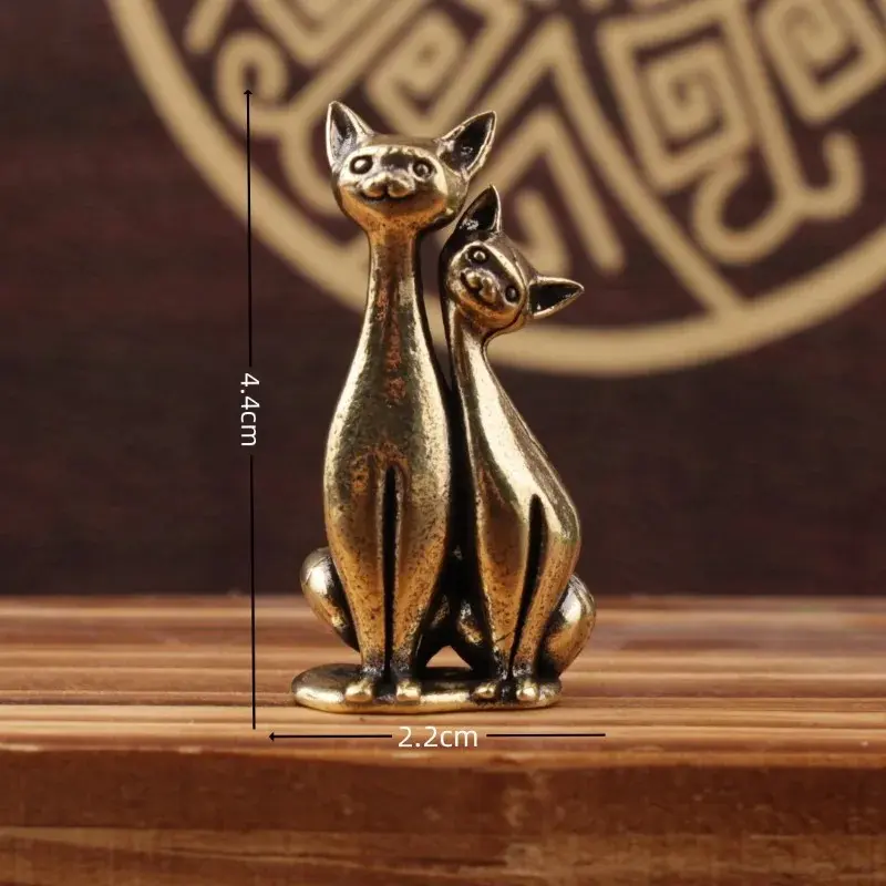 1/2PC Retro Brass Cat Lovers Statue Ornament Copper Animal Sculpture Incense Burner Home Desktop Decorative Figurines Miniatures