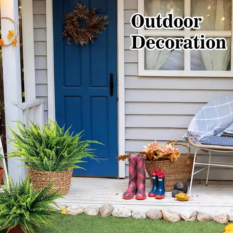 2/4PC Handmade Plants Artificial Ferns Green Leaves Simulated Flowers Outdoor Wedding Office Homes Dining Table Courtyard Decor