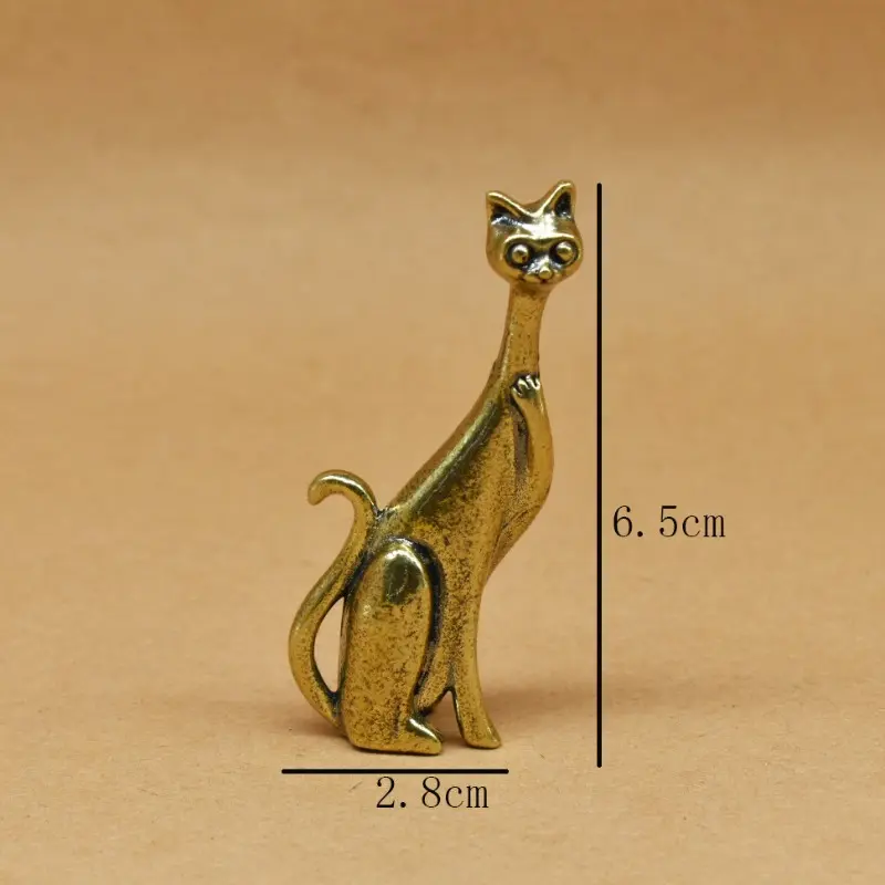 1/2PC Retro Brass Cat Lovers Statue Ornament Copper Animal Sculpture Incense Burner Home Desktop Decorative Figurines Miniatures