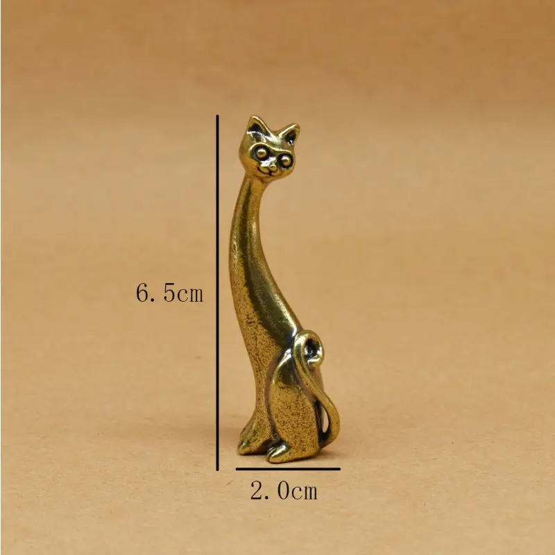 1/2PC Retro Brass Cat Lovers Statue Ornament Copper Animal Sculpture Incense Burner Home Desktop Decorative Figurines Miniatures