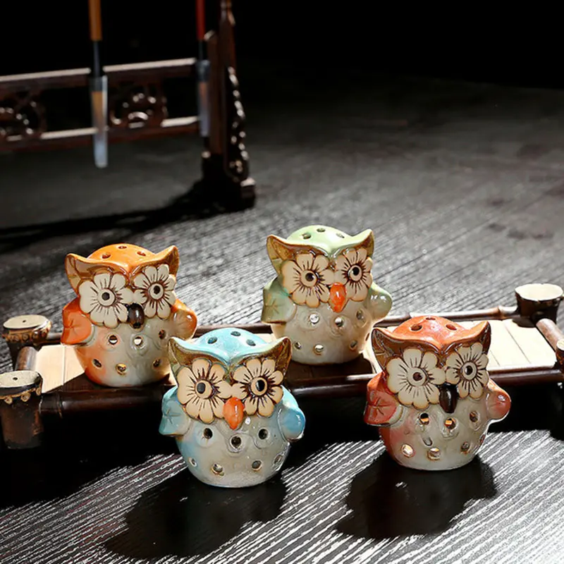 Creative Hollow Owl Aroma Burner Ceramic Crafts Aromatherapy Burner Incense Candle Holder Home Decor Office Ornaments