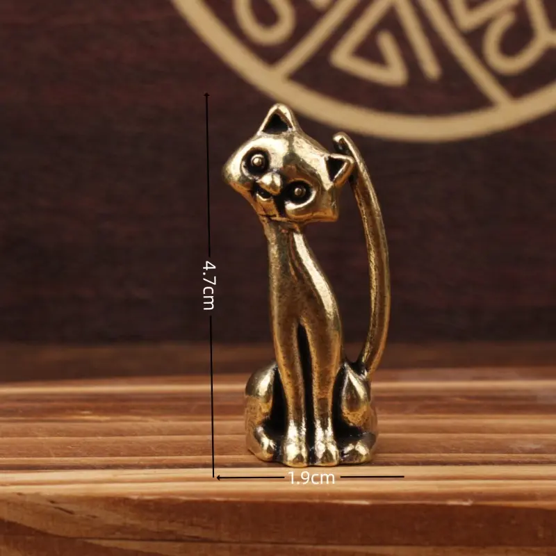 1/2PC Retro Brass Cat Lovers Statue Ornament Copper Animal Sculpture Incense Burner Home Desktop Decorative Figurines Miniatures
