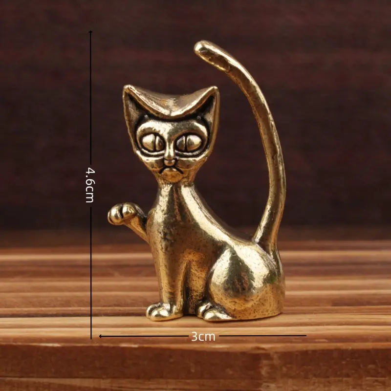 1/2PC Retro Brass Cat Lovers Statue Ornament Copper Animal Sculpture Incense Burner Home Desktop Decorative Figurines Miniatures