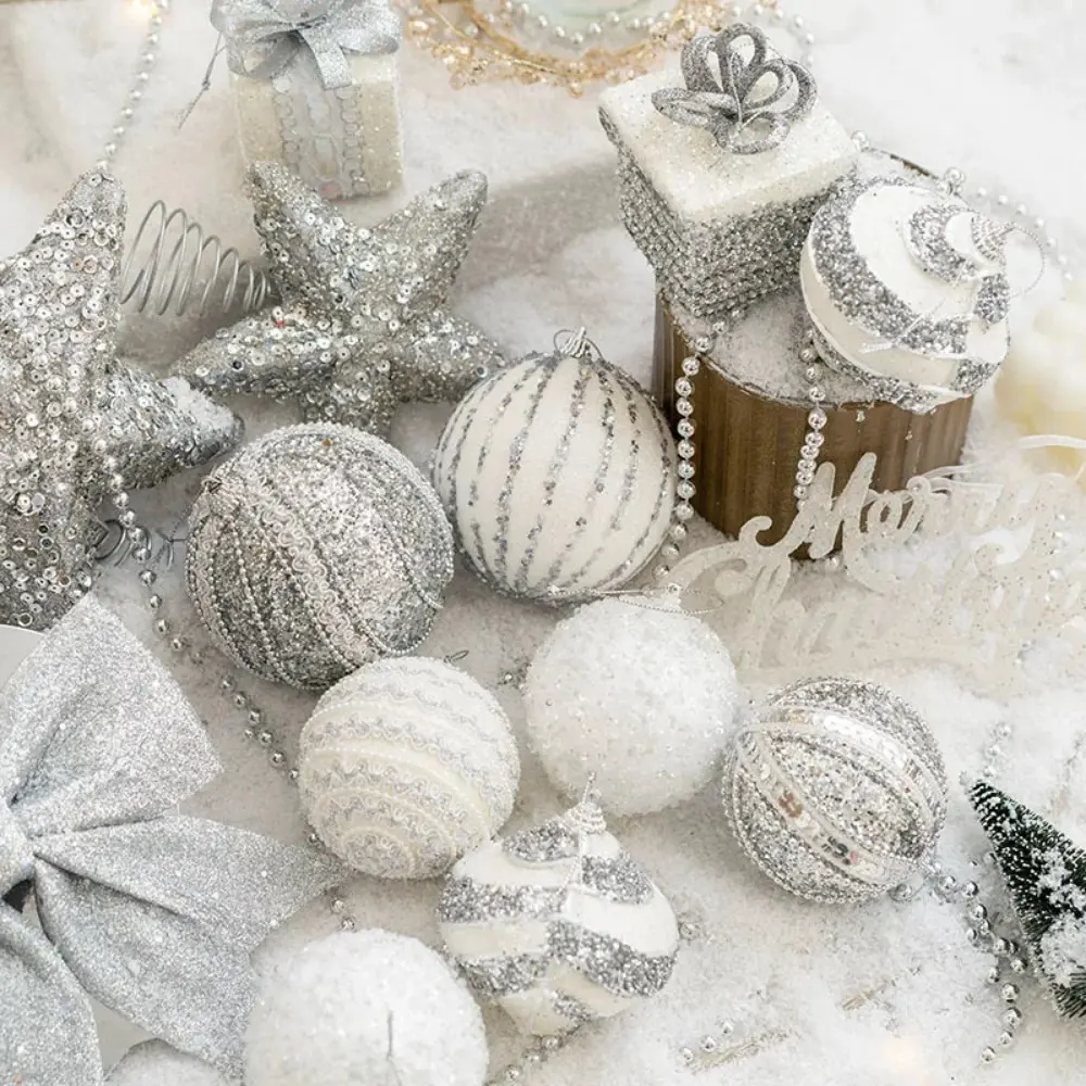Christmas Tree Balls Red Glitter Stars Hanging Ornament Big Pendants Christmas Decorations for Home 2024 Natal Navidad New Year