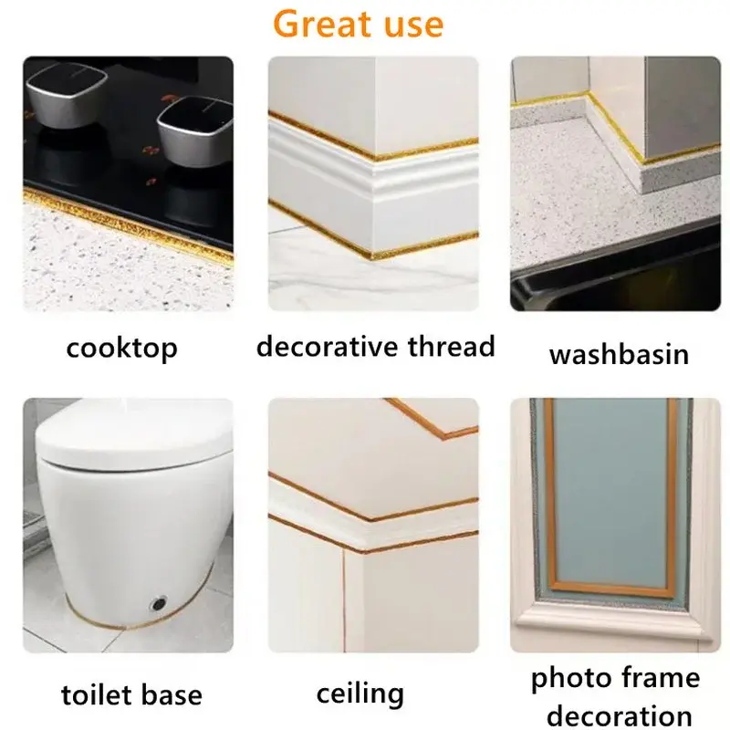 Self-Adhesive Ceramic Tile Gap Tape Kitchen Bathroom Mildewproof Waterproof Beautiful Seam Tape Wall Floor Gap Line Decor Strip