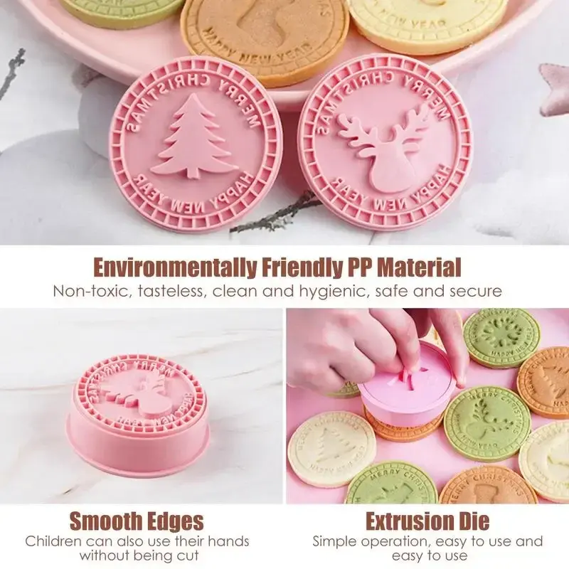 9Pcs 3D Christmas Cookie Cutters Biscuit Mold Santa Snowman Tree Elk Cookie Mould Stamp Xmas New Year Party Baking Tools