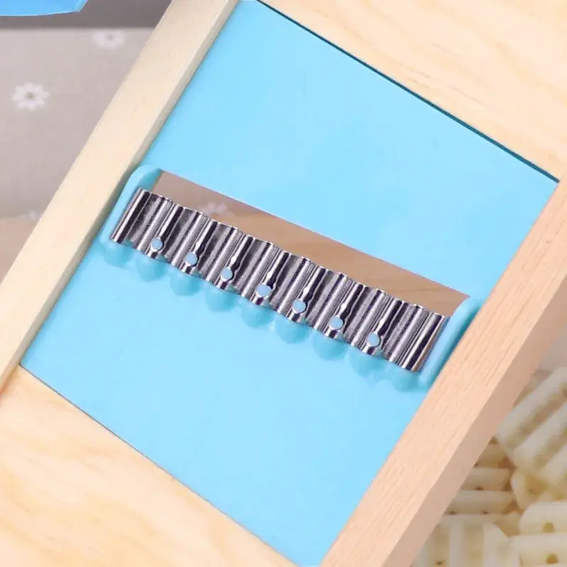 Wooden Potato Grid Slicer Vegetable Grater Corrugated Net Chopper Cutter Wave Knife Chipper Salad Kitchen Shredder Peeler Masher