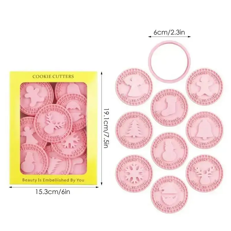 9Pcs 3D Christmas Cookie Cutters Biscuit Mold Santa Snowman Tree Elk Cookie Mould Stamp Xmas New Year Party Baking Tools