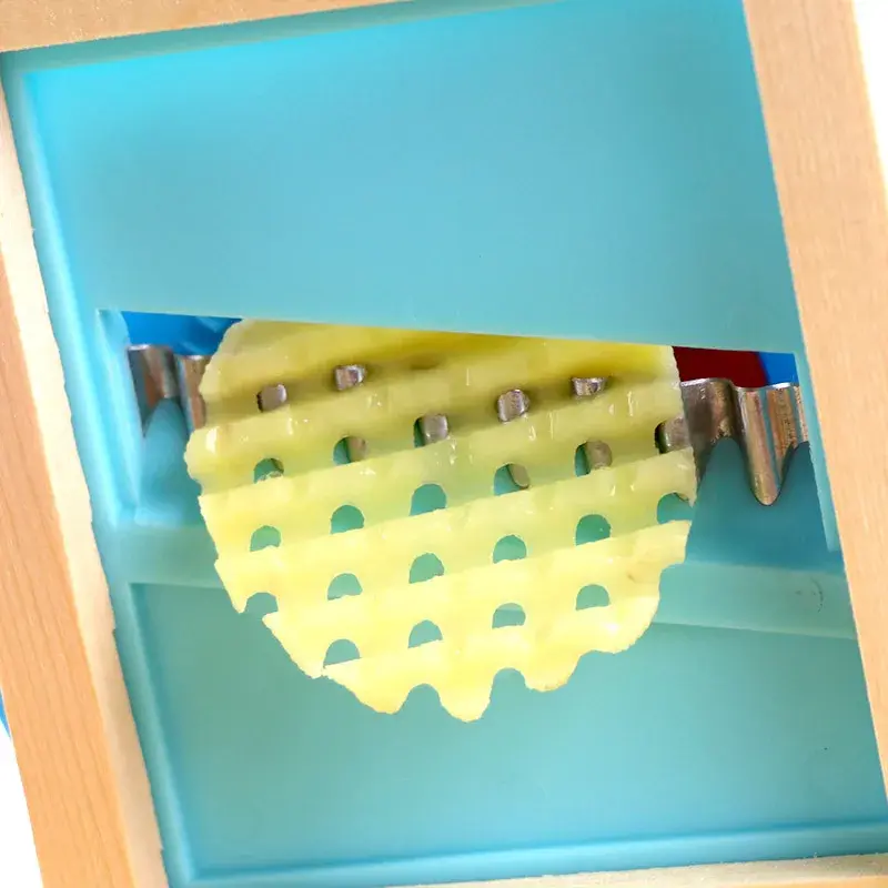 Wooden Potato Grid Slicer Vegetable Grater Corrugated Net Chopper Cutter Wave Knife Chipper Salad Kitchen Shredder Peeler Masher