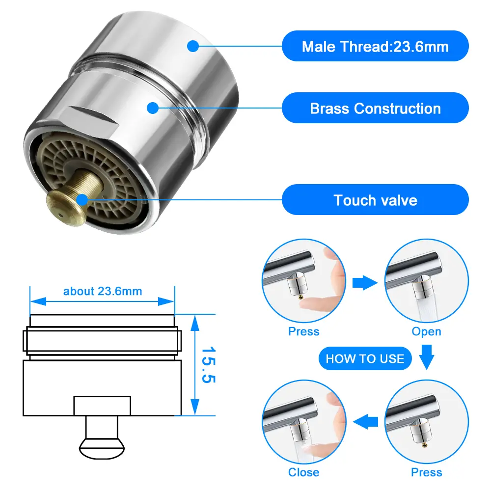 Kitchen Faucet Accessories One Touch Tap Aerators Water Saving Control Valve Faucet Aerator Male Thread 24mm Bubbler Tap Nozzle